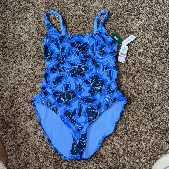 Tommy Bahama Womens Pearl Novelty V Neck One Piece Swimsuit - Red Hibiscus - FINAL SALE